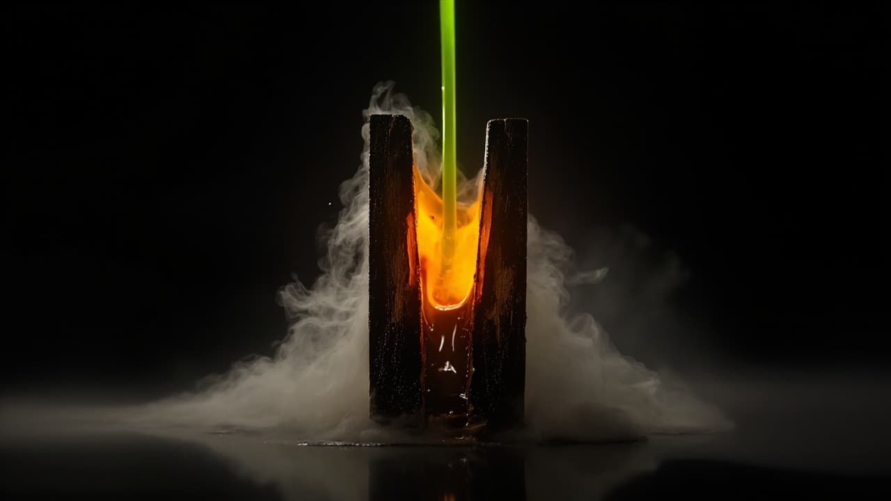 AI Agent Frameworks Killed the Build-vs-Buy Question — illustration depicting A glassblower's wooden block mold clamped around a glowing orange gather, the molten glass forced into pre-carved ridges as steam vents from the seams