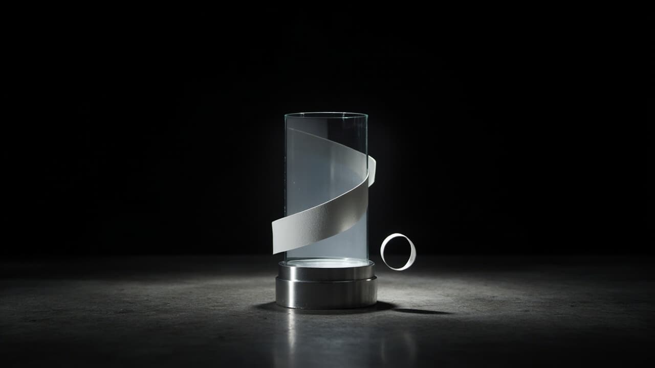 Your AI Reads the X-Ray. Your Workflow Still Faxes — illustration depicting A backlit radiograph in glass waits inside a stainless-steel pneumatic tube, while a curling ribbon of blank fax paper snakes into shadow
