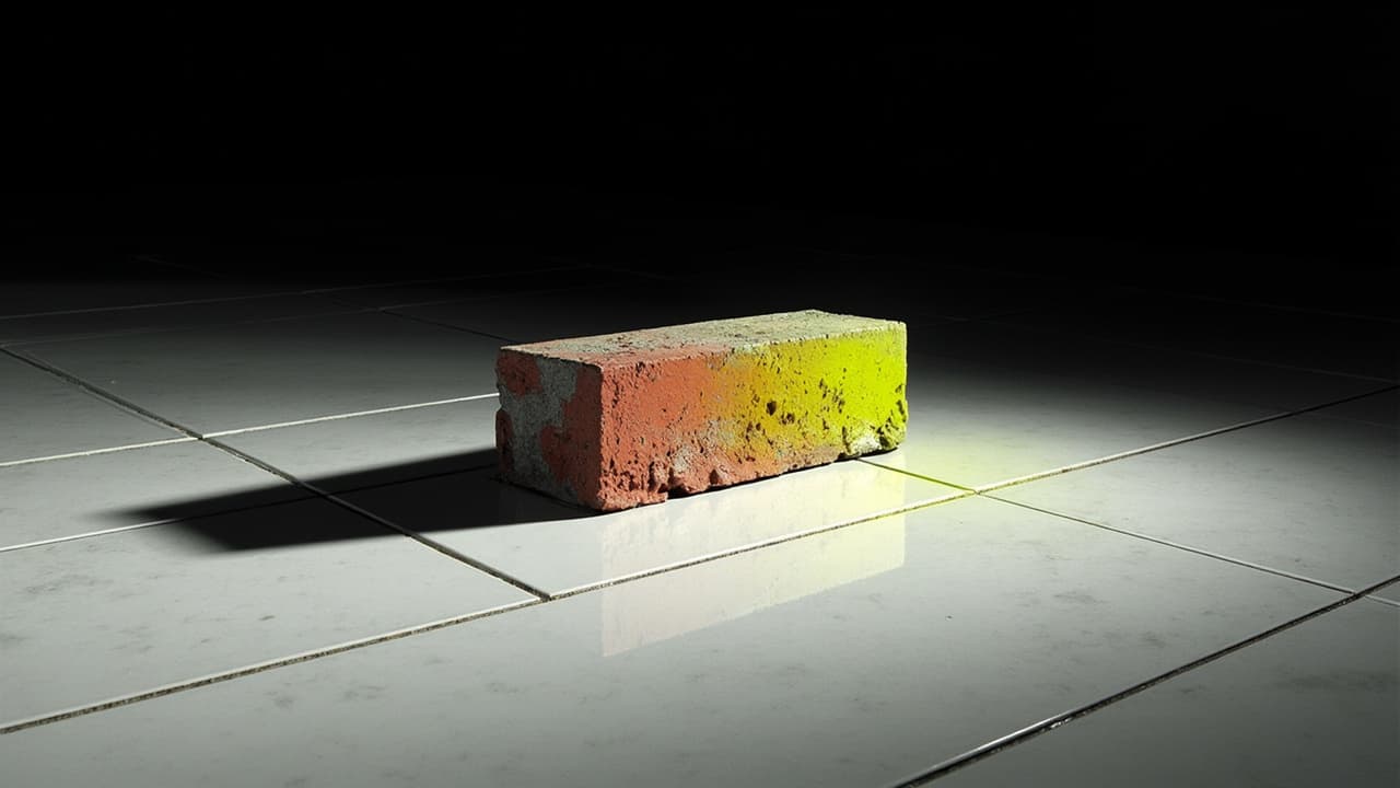 41% of Microservice Outages Come From Nobody's Code — illustration depicting A cracked, nameless red brick wedged loosely into a perfect white tile mosaic, its crumbling mortar the only unmarked piece in a flawless system
