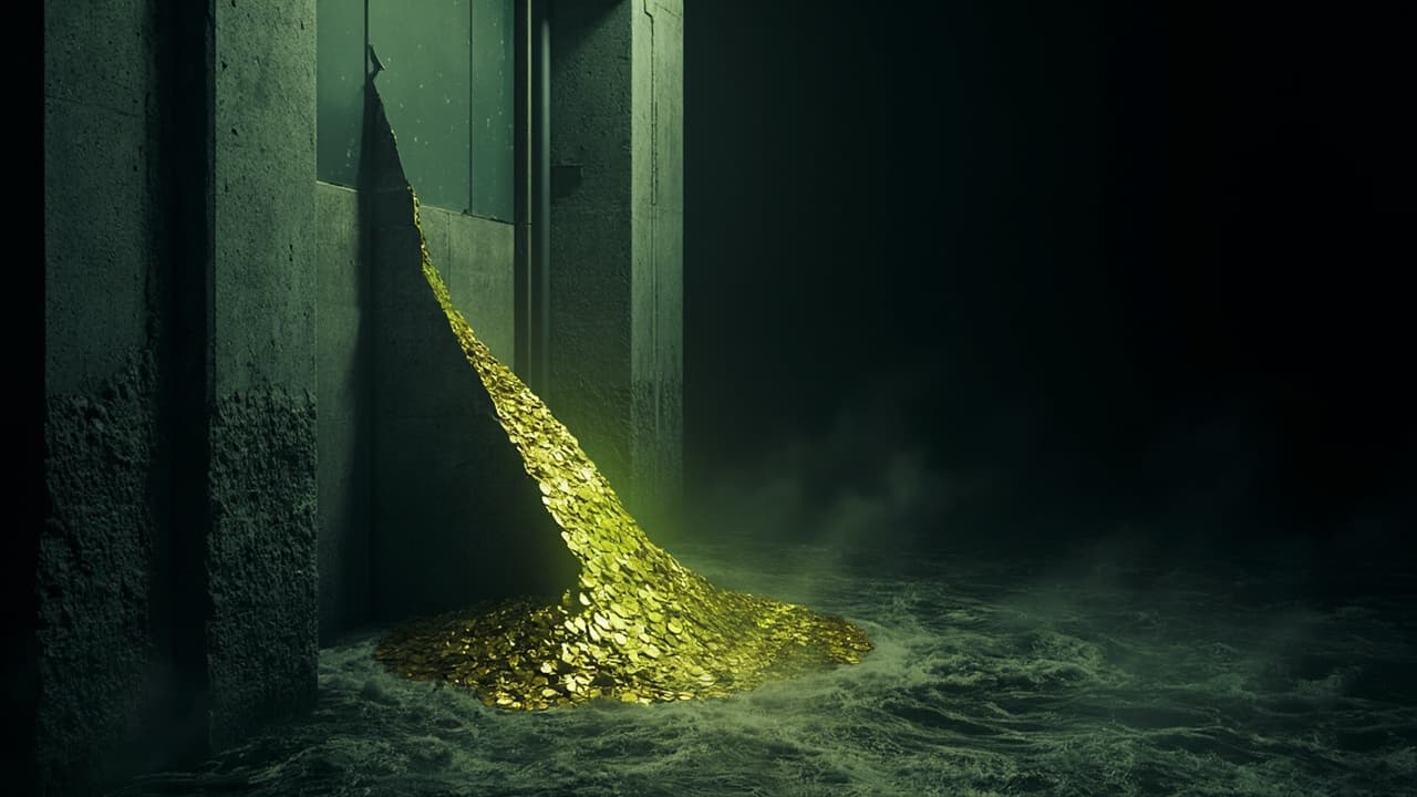 Why OpenAI's 800M-User PostgreSQL Move Should Terrify Your CFO — illustration depicting A hairline fracture splitting a massive concrete dam, with gold coins hemorrhaging from the crack into churning dark water below