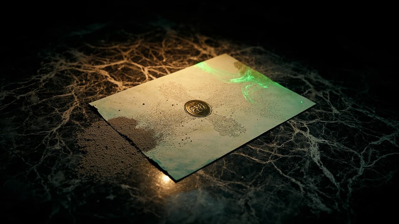 Why Your Quantized LLM Is a Compliance Risk You Can't Audit — illustration depicting A crisp $100 banknote held under raking light, its security thread bleached to a smudge of dust while the printed portrait and seal remain flawless