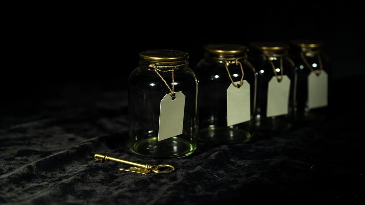 Your ₹9 Lakh ERP Handles One GSTIN. The Second Costs ₹5.4 Lakh Extra — illustration depicting A single brass key rests before a row of identical locked glass bell jars on black velvet, each hung with a wax-sealed rupee price tag