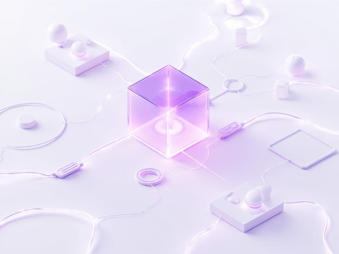 Isometric illustration of an AI core node branching into a personalized adaptive learning path