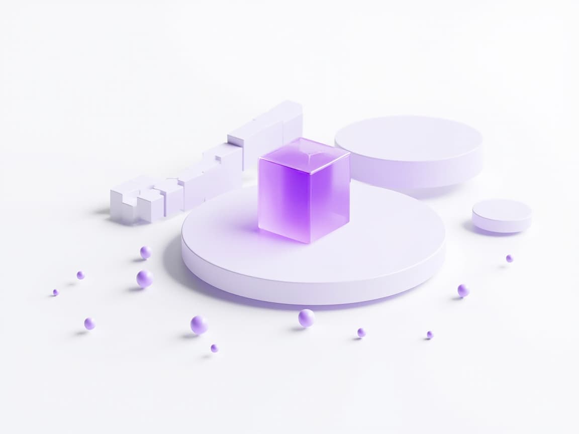 Isometric illustration of SaaS analytics AI with a chart panel and a glowing core node