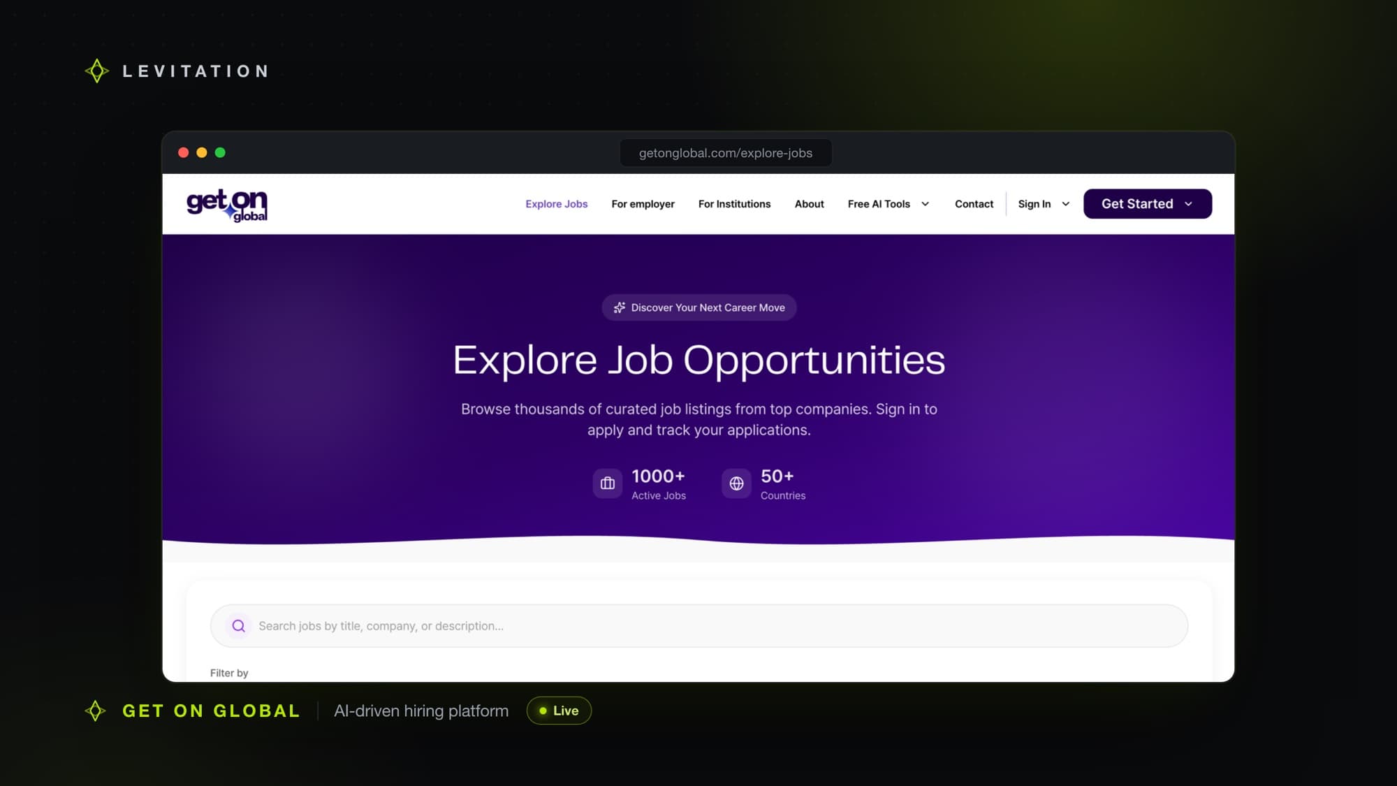 Get on Global AI-driven hiring platform built by Levitation