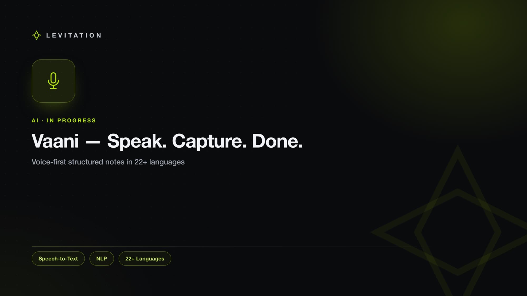 Vaani AI voice-first note taking device by Levitation