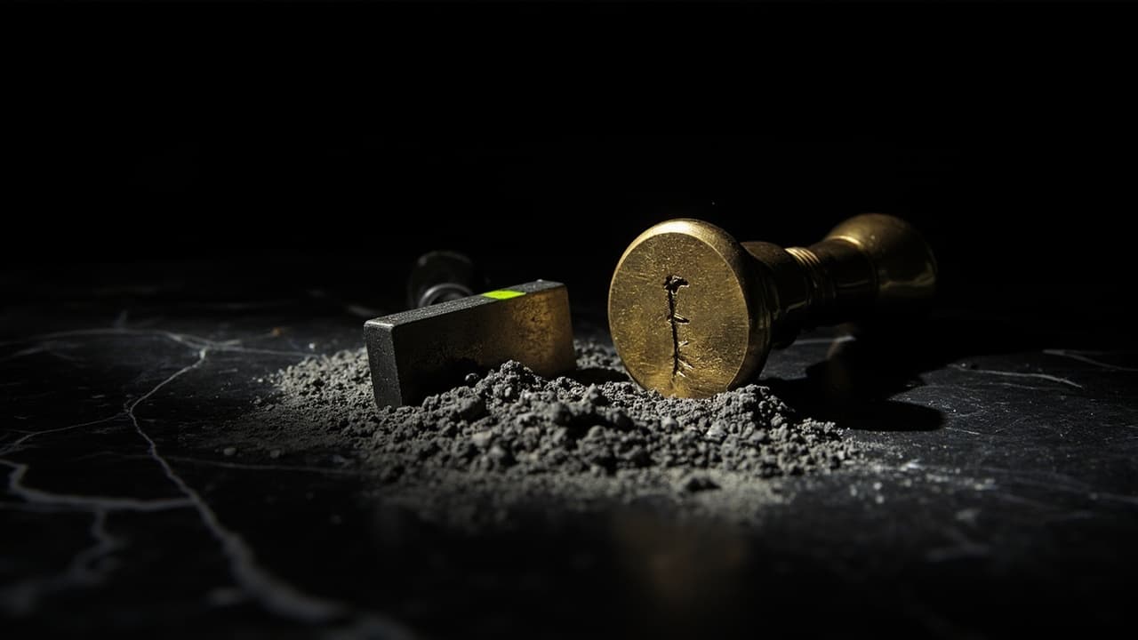 Why Indian SaaS Founders Buy SOC 2 When Buyers Want ISO 27001 — illustration depicting A polished brass SOC 2 seal glints on a marble desk, while a tarnished ISO 27001 stamp lies half-buried in grey ash beside it